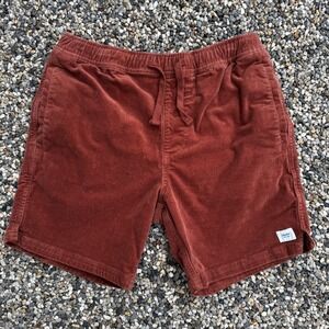 Katin Shorts Mens Small Rust Brown Corduroy Cotton Elastic Waist Drawstring